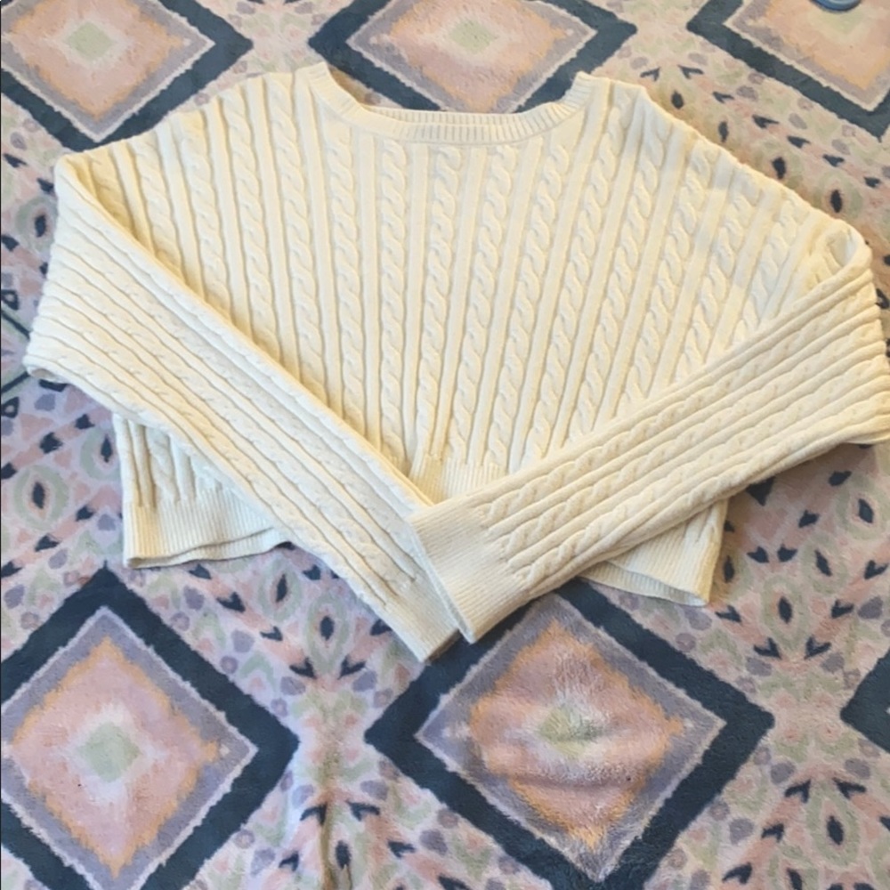Off white cotton crop top sweater